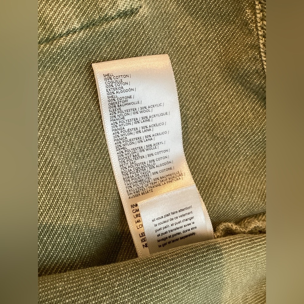 Anthropologie Sweater Sleeve Utility Jacket Pilcro Denim New Large Army Green - Picture 14 of 15